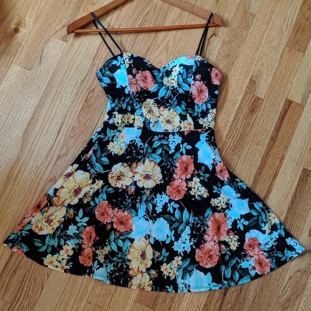 Noble U floral sweetheart fit & flare dress